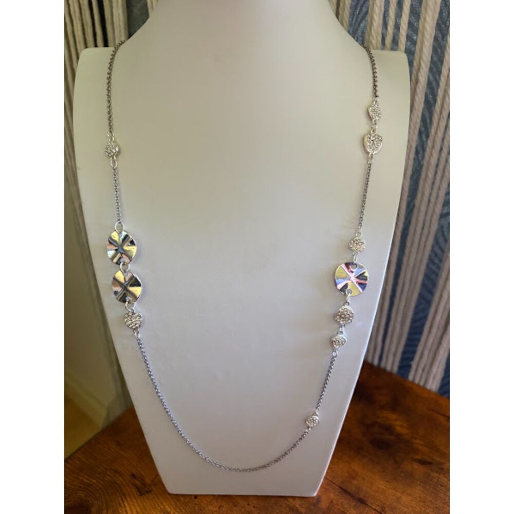 Silver Disc & Filigree Chain Necklace